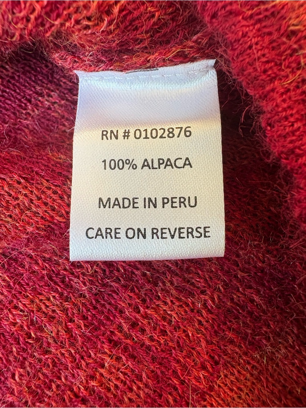 Novica 100% Baby Alpaca Red Floral Button Front Long Knit Cardigan sz M Boho - Picture 5 of 9